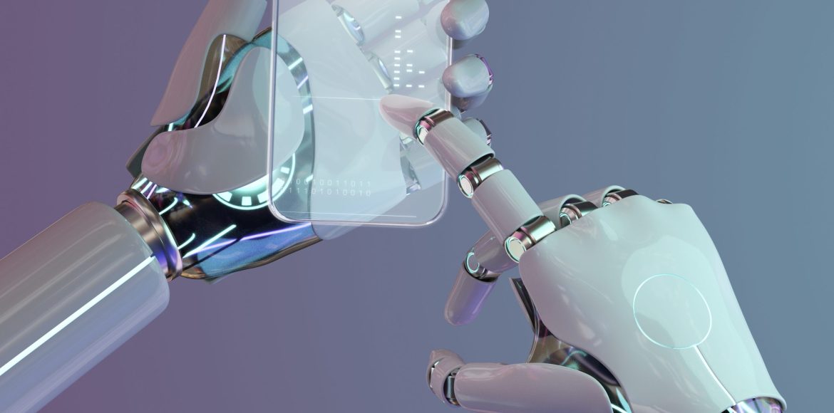 Glass smartphone, high tech innovation AI technology