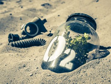 Bizarre oxygen mask as air pollution problem. As a symbol of the lack of clean air.